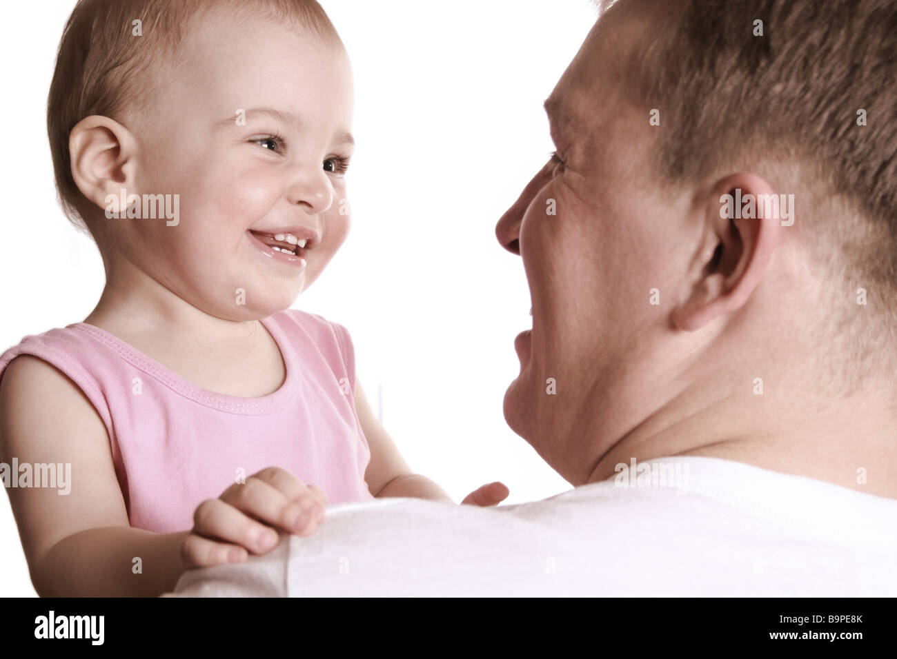 smile baby with father Stock Photo