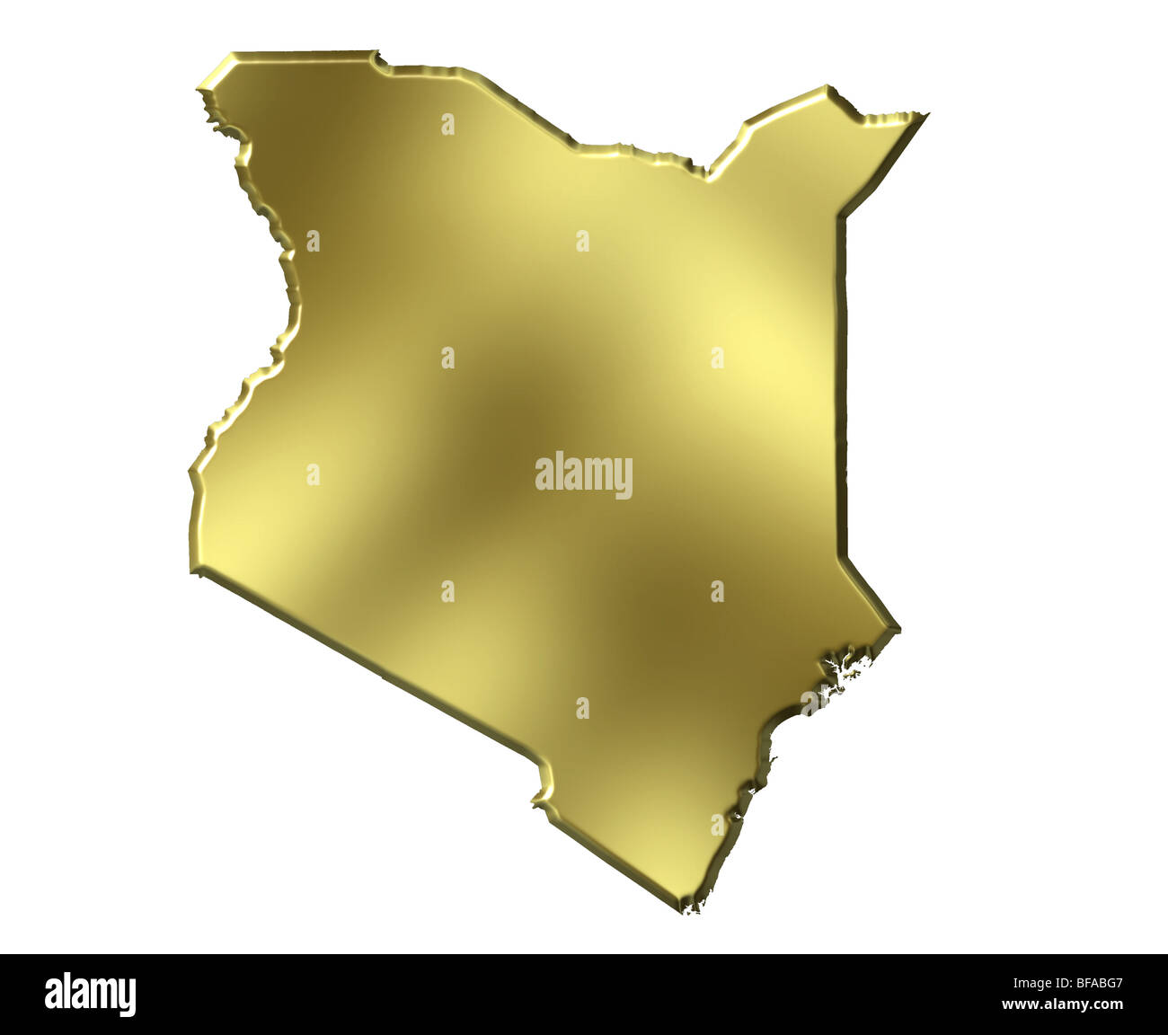 Kenya 3d golden map Stock Photo