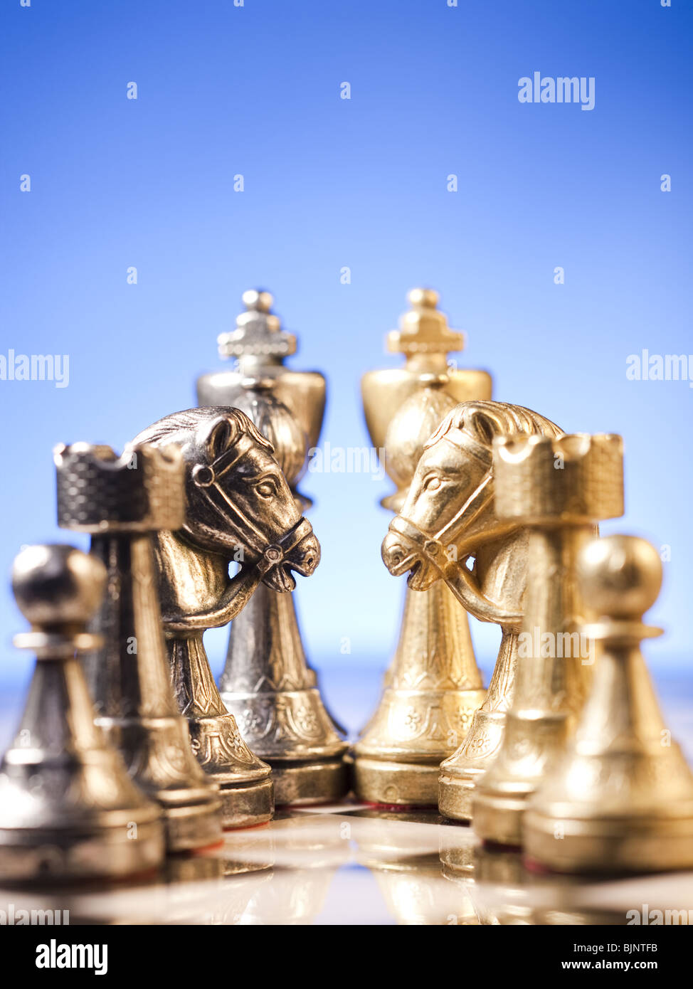 Chess board and chess pieces Stock Photo