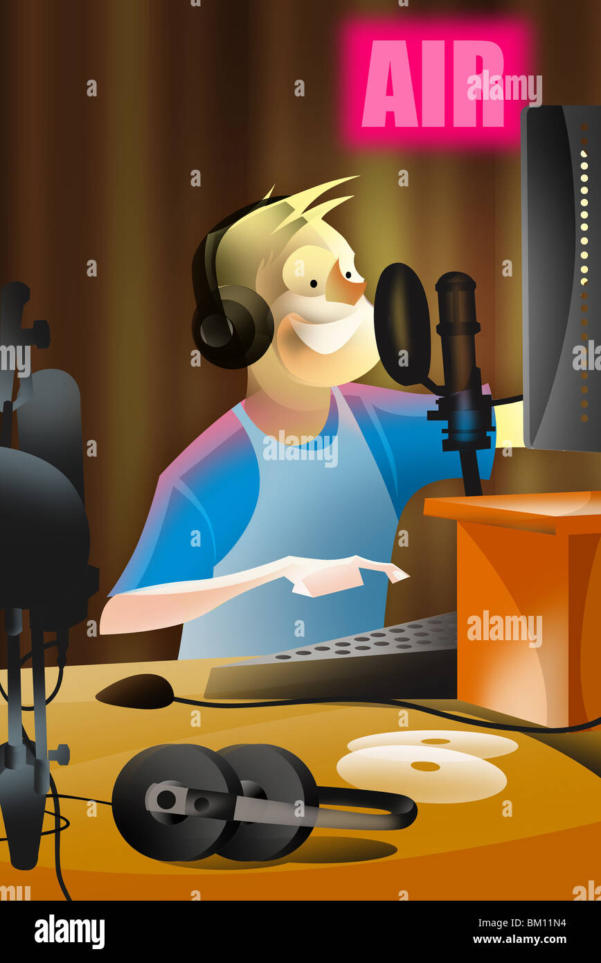 Radio jockey Stock Photo