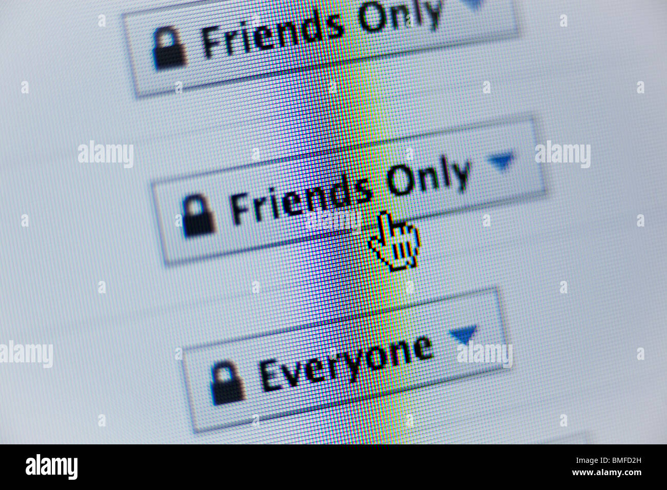 Privacy settings on Facebook website Stock Photo