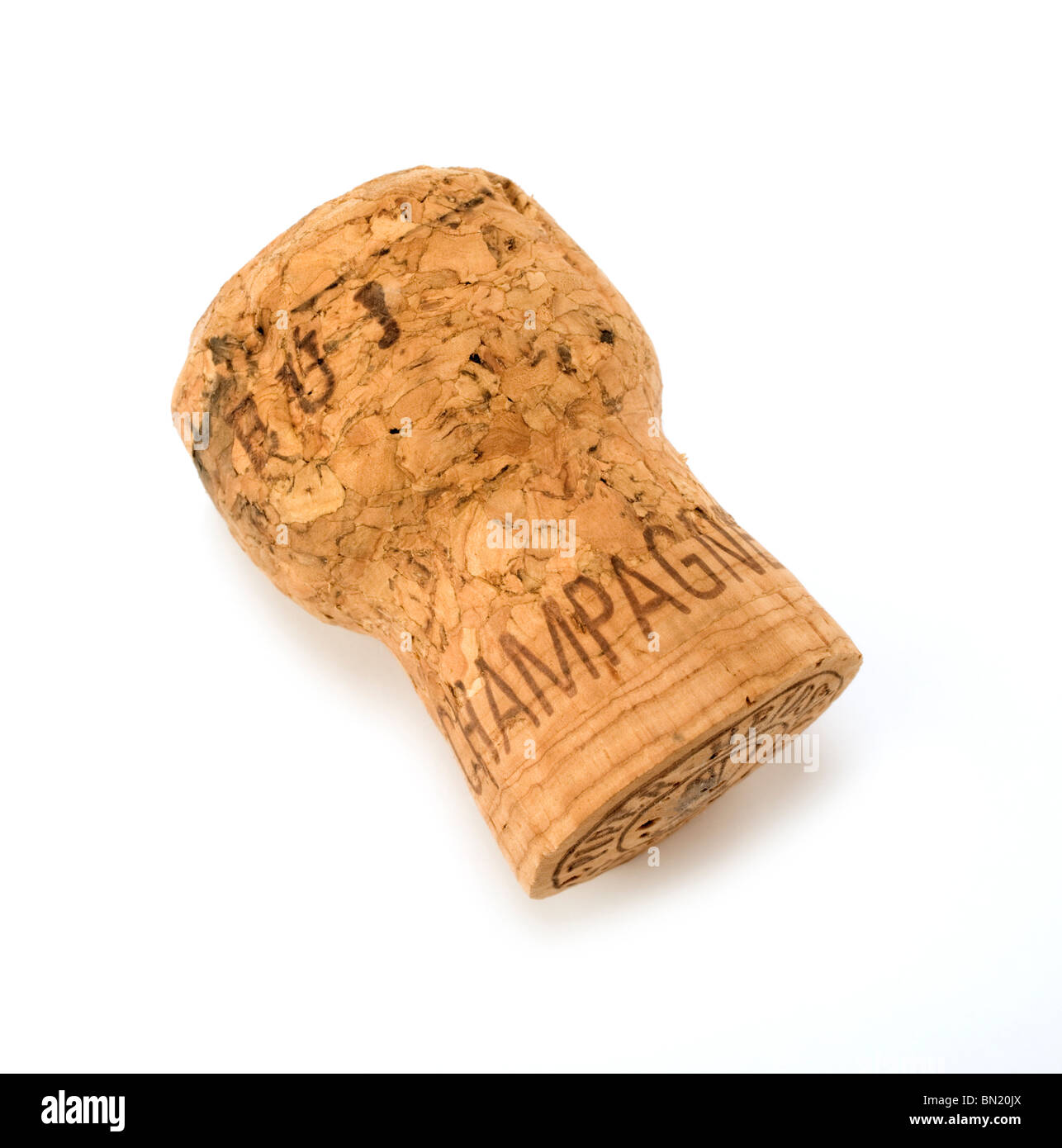 champagne cork on white ground Stock Photo