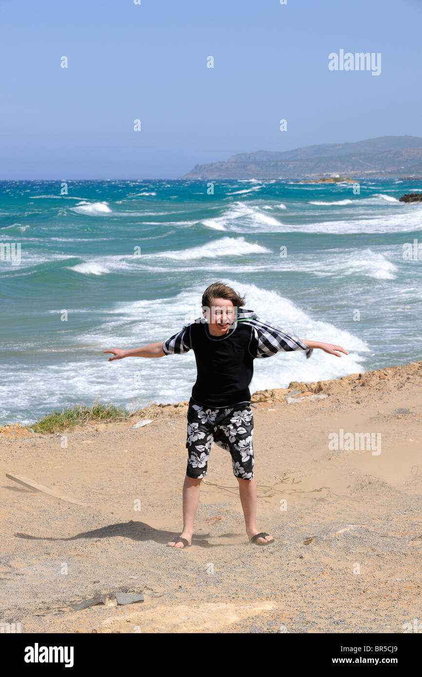 Teen vs. Wind Stock Photo