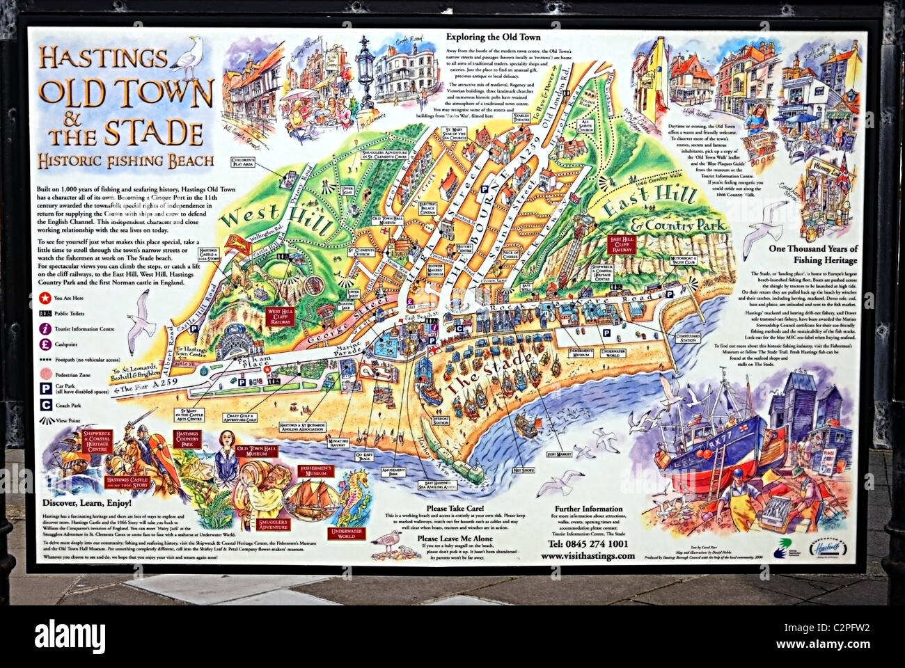 Local Attractions Map, Hastings Stock Photo