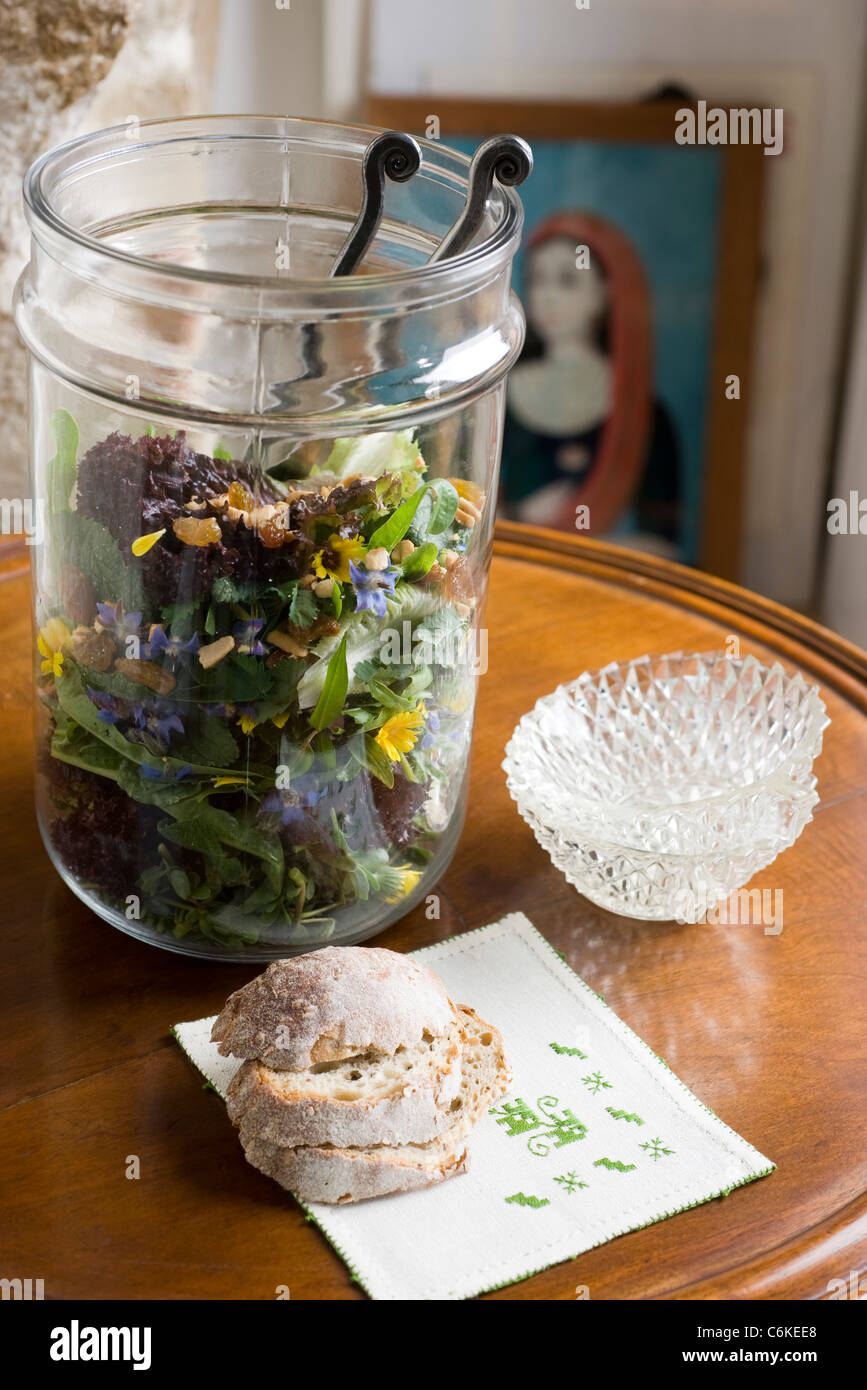 Salad with assorted herbs Stock Photo