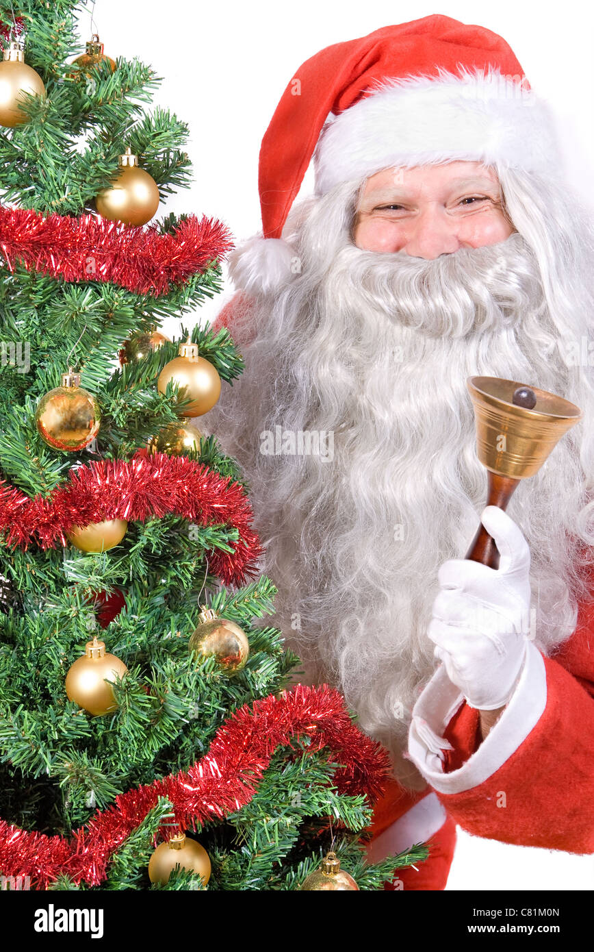 Santa Claus with hand-bell Stock Photo