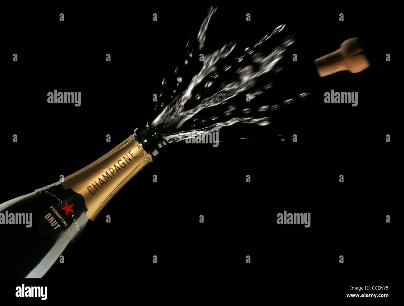 Opening a Champagne Bottle Stock Photo