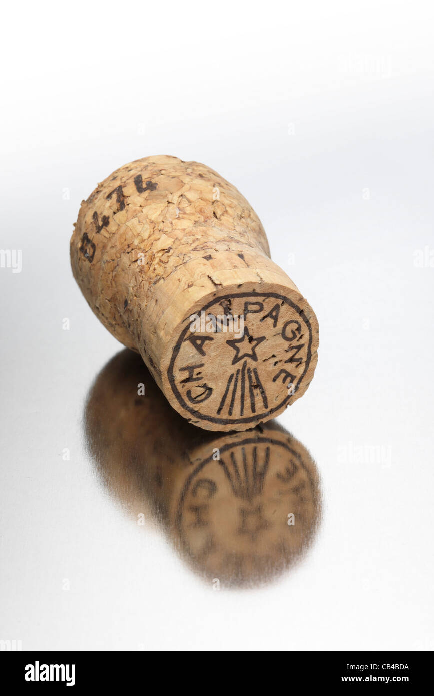 champagne cork and reflection Stock Photo