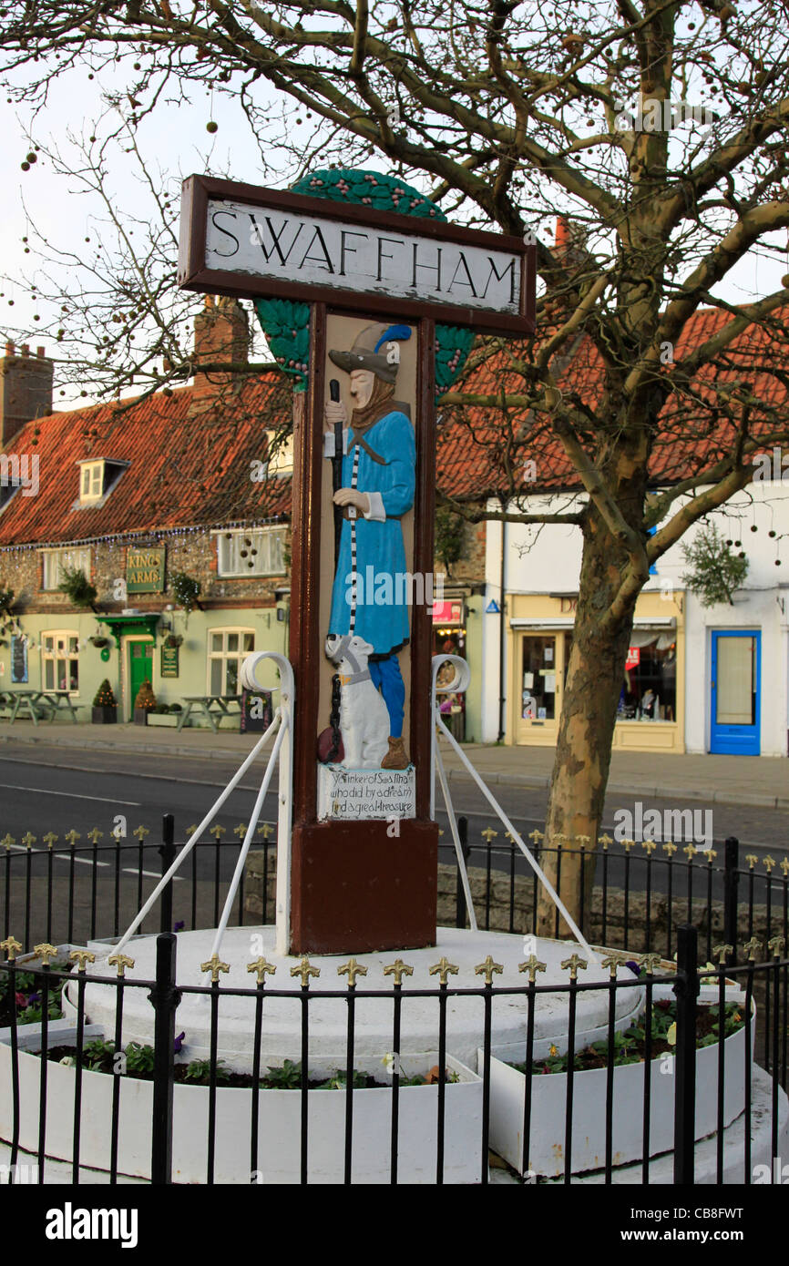 Town Sign Swaffham Norfolk UK Stock Photo