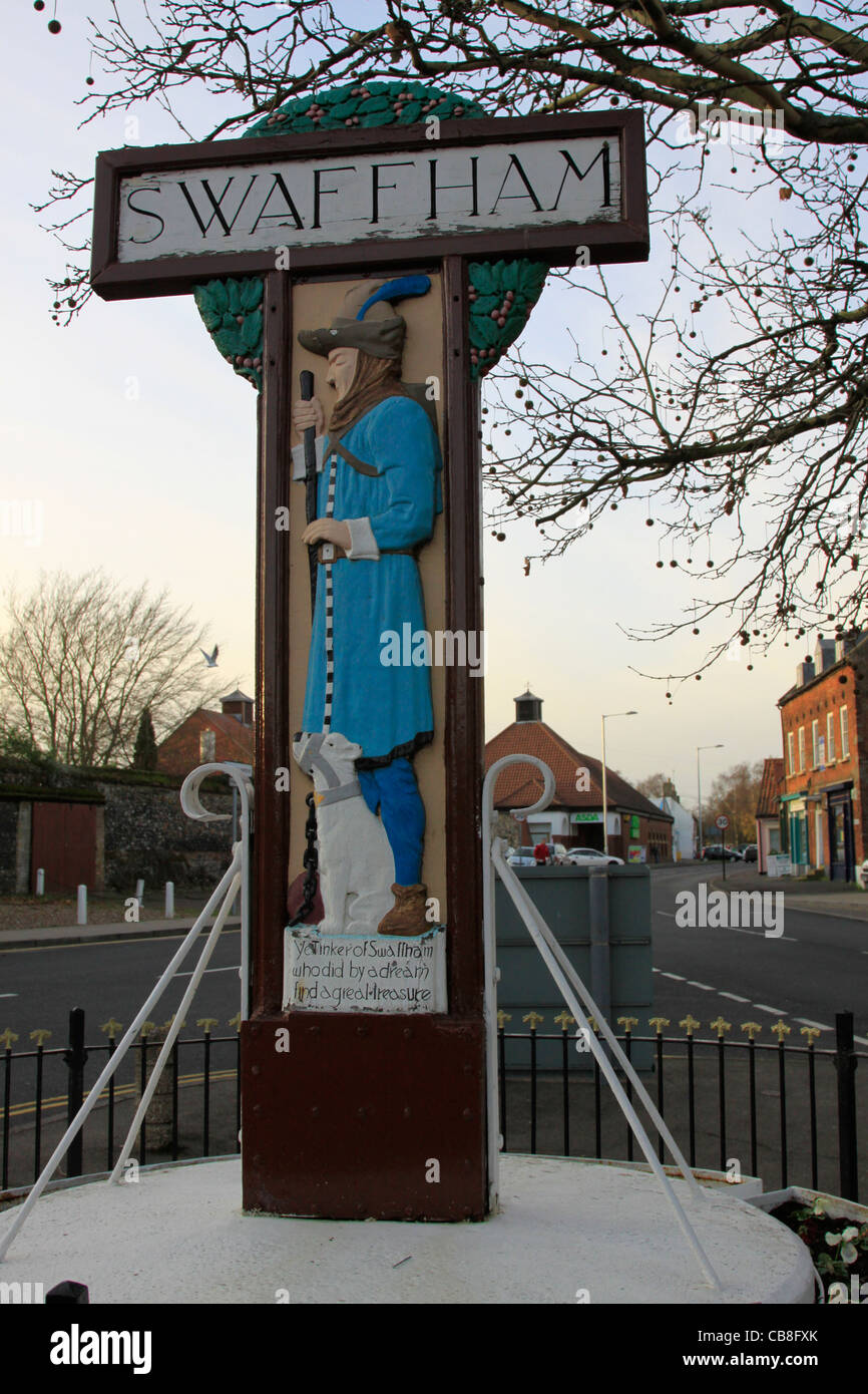 Town Sign Swaffham Norfolk UK Stock Photo