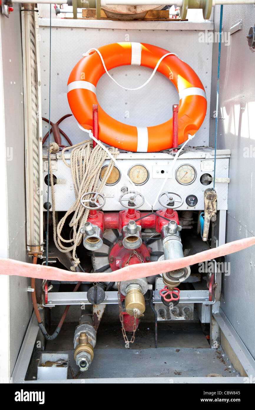 Back side of a fire engine Stock Photo