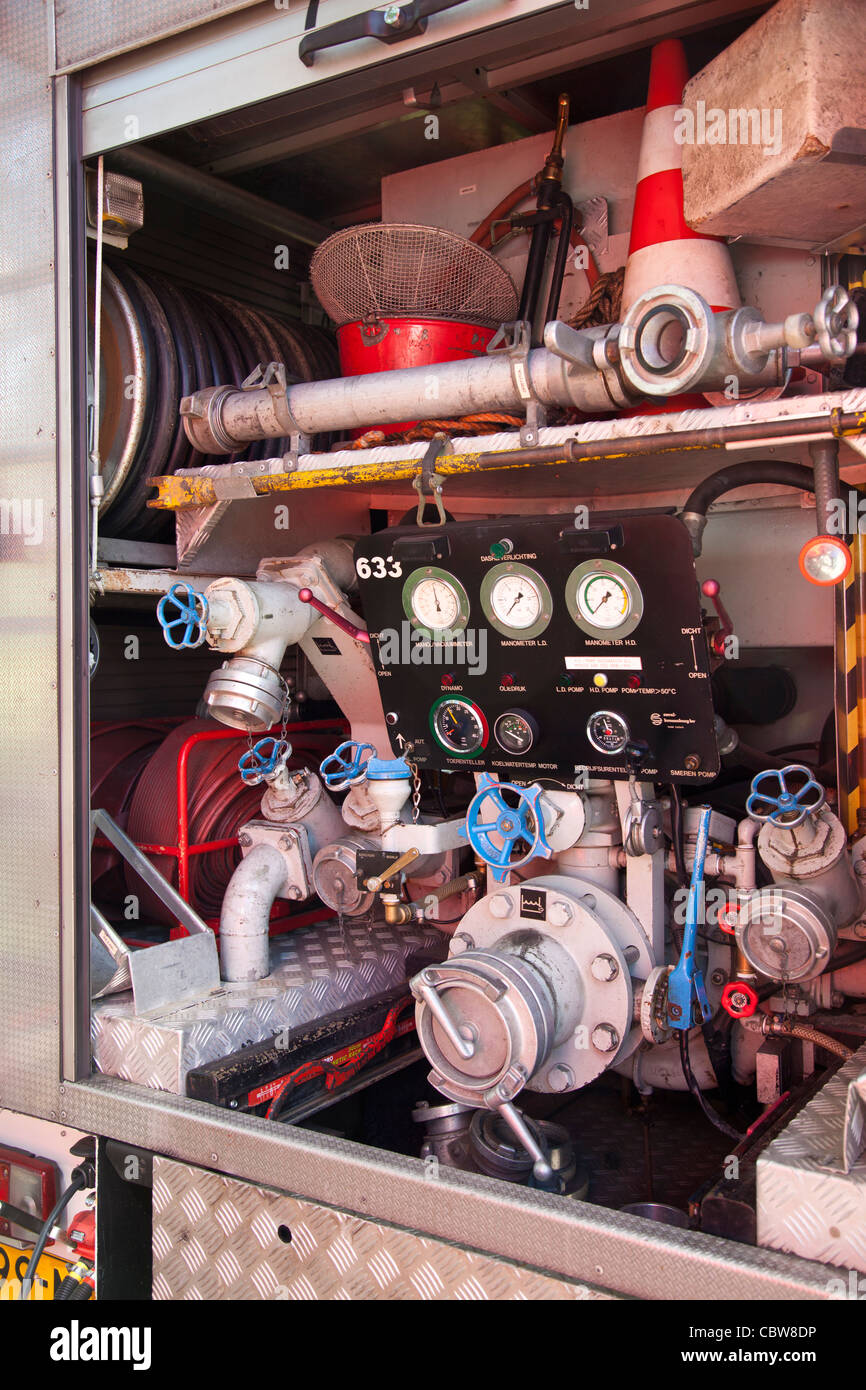 Back side of a fire engine Stock Photo