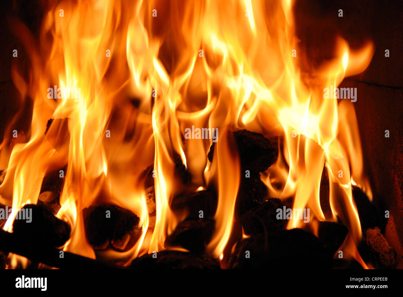 A household coal fire Stock Photo