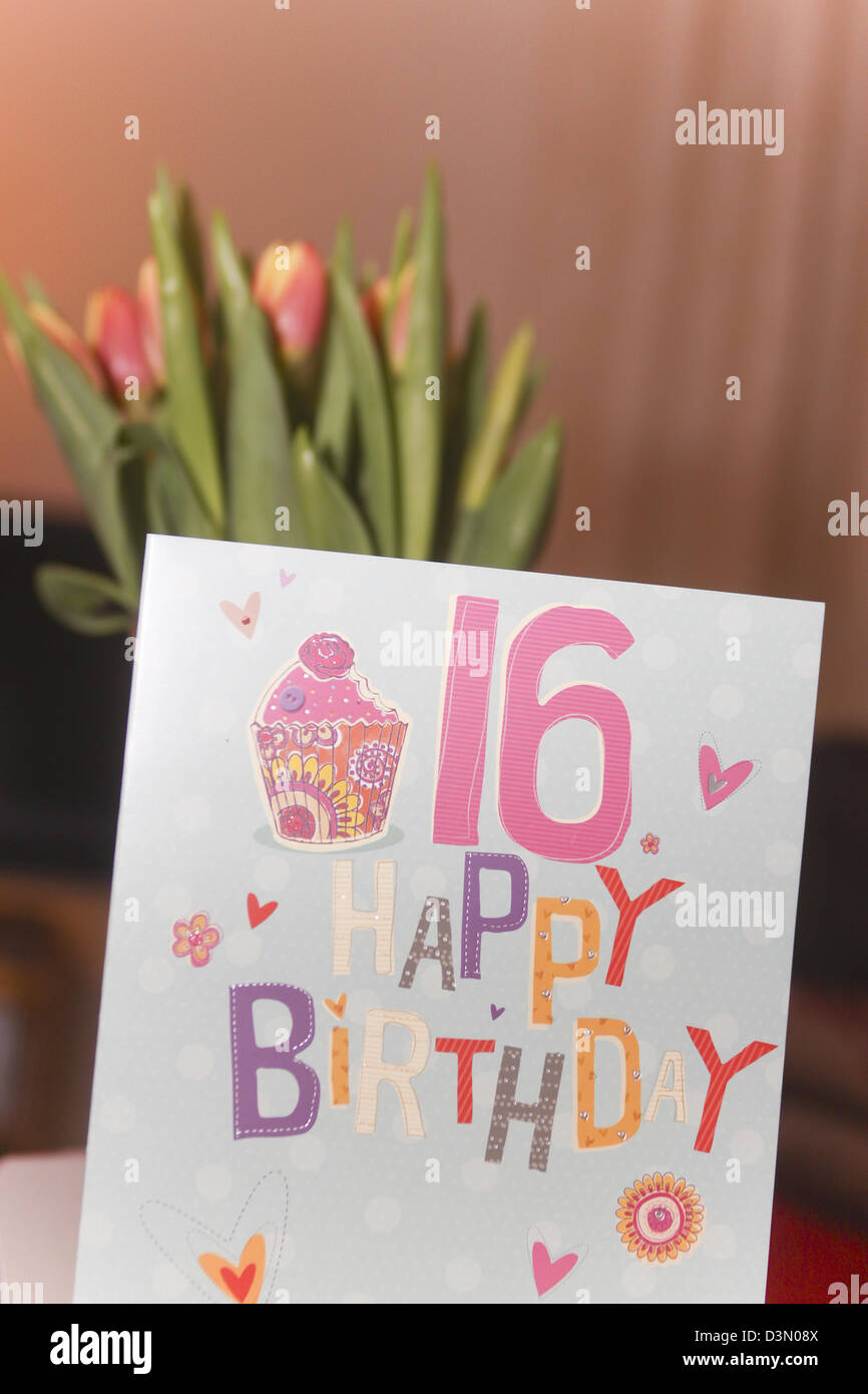 16th birthday card Stock Photo