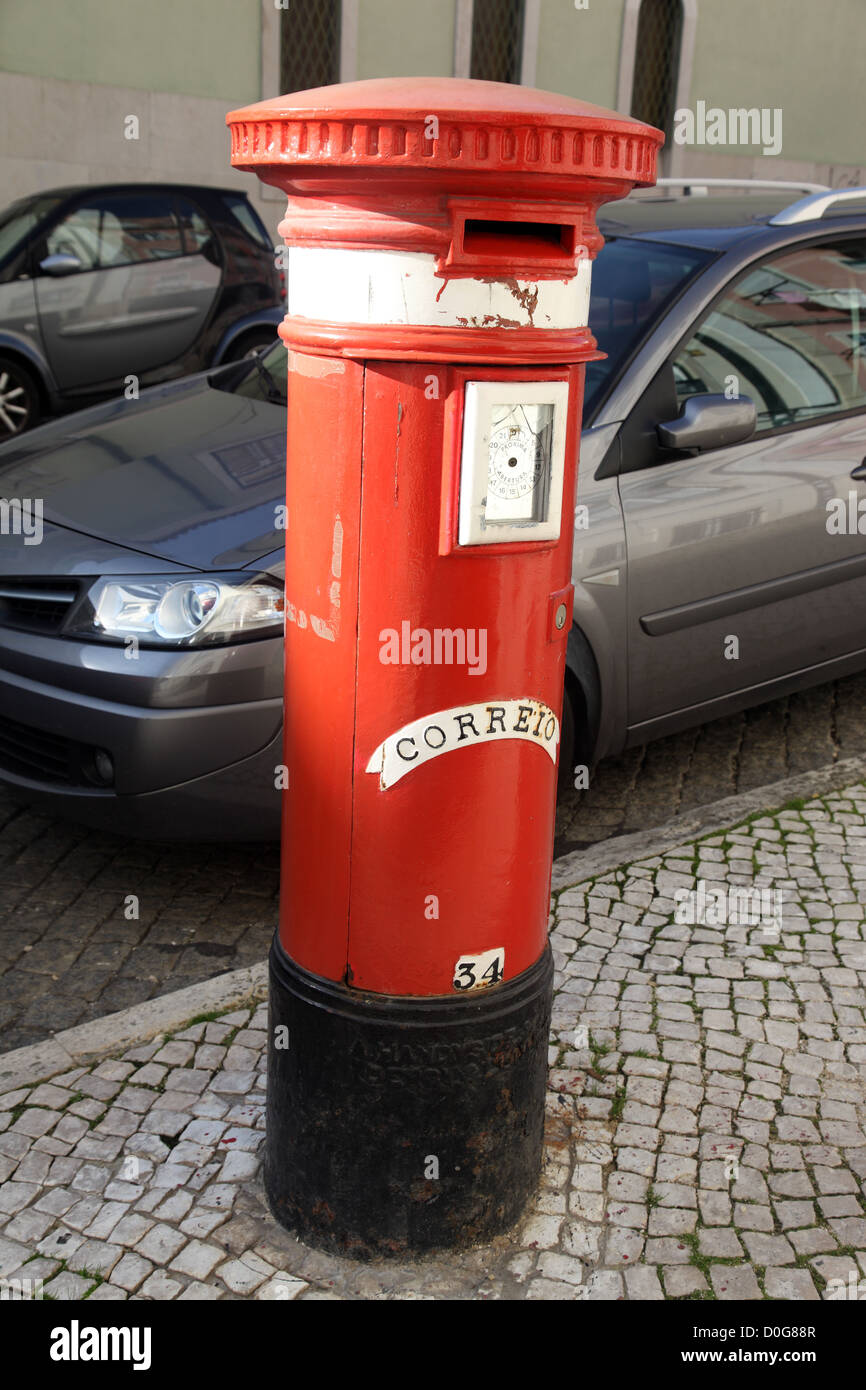 Pillar box, Lisbon, Portugal Stock Photo