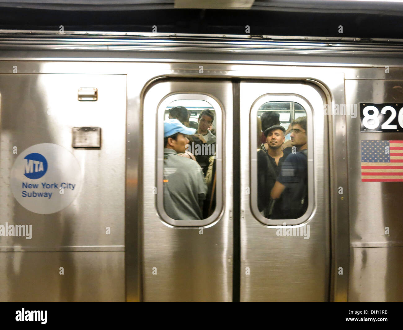 Crowded Subway Car, NYC,USA Stock Photo