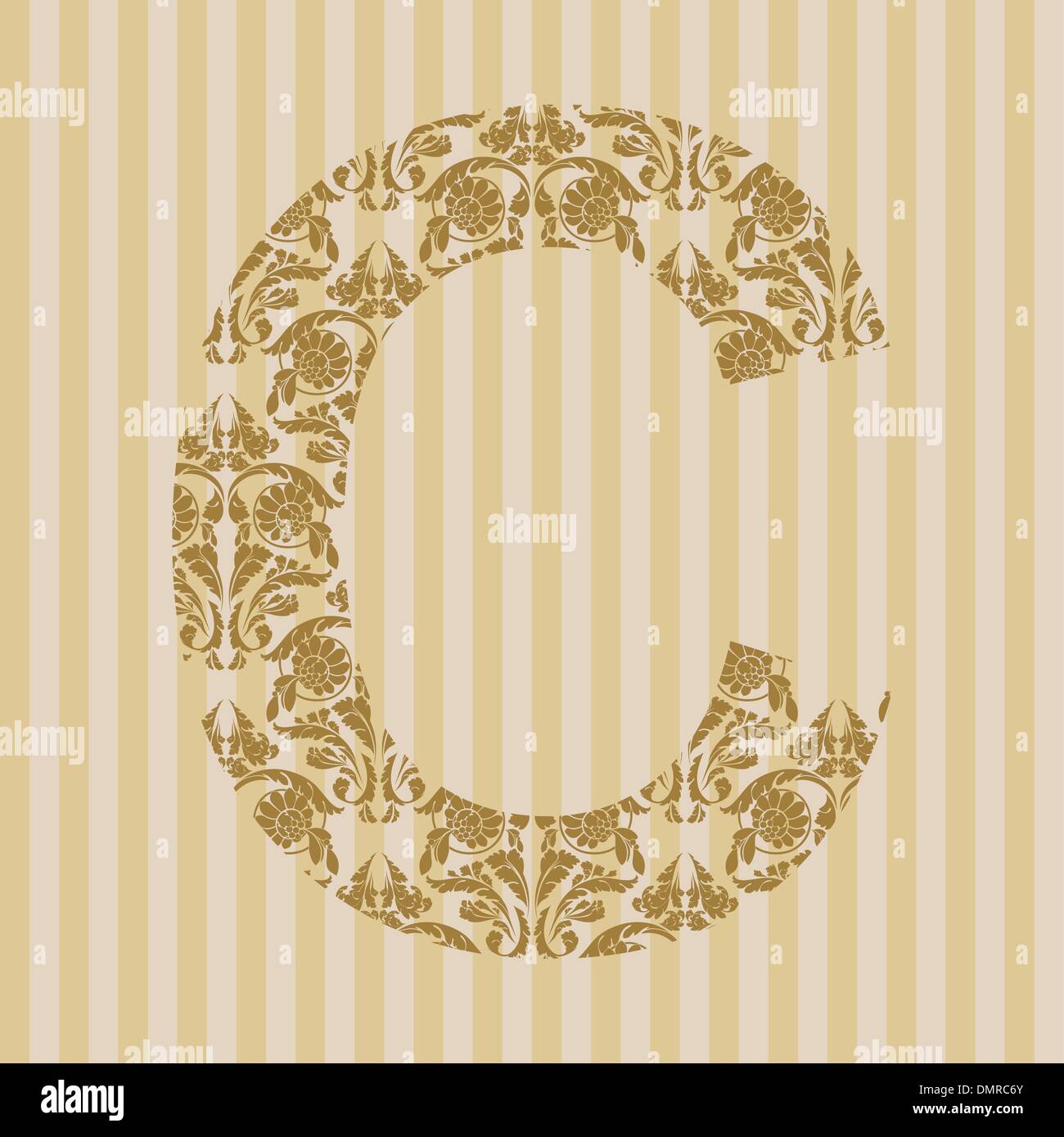 Floral font. Letter C Stock Vector