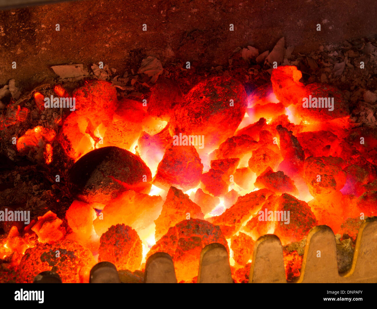 Multi fuel stove coal fire Stock Photo