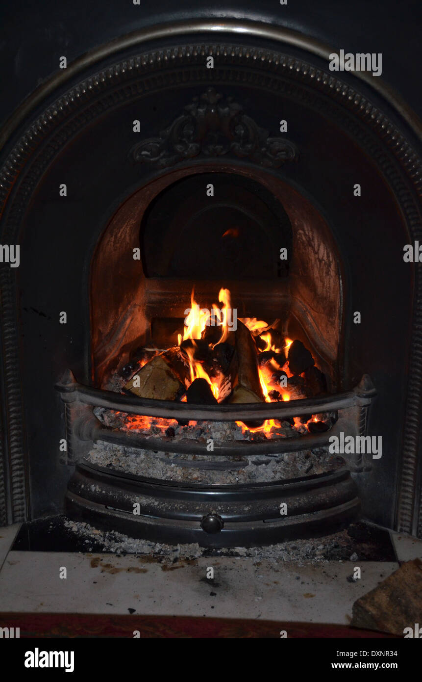 A lovely warm coal fire Stock Photo