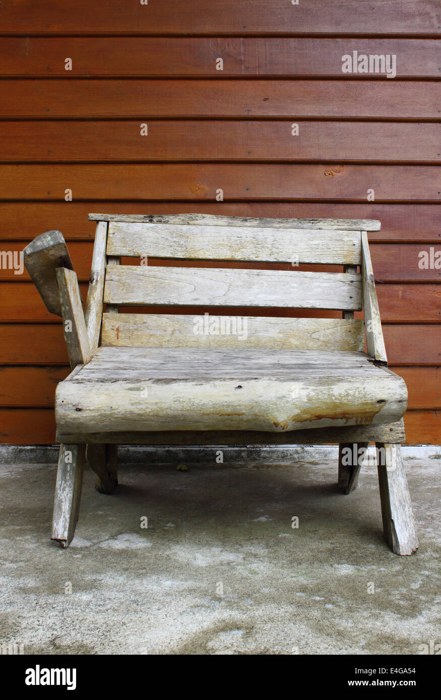 Chair with wooden texture wall Stock Photo