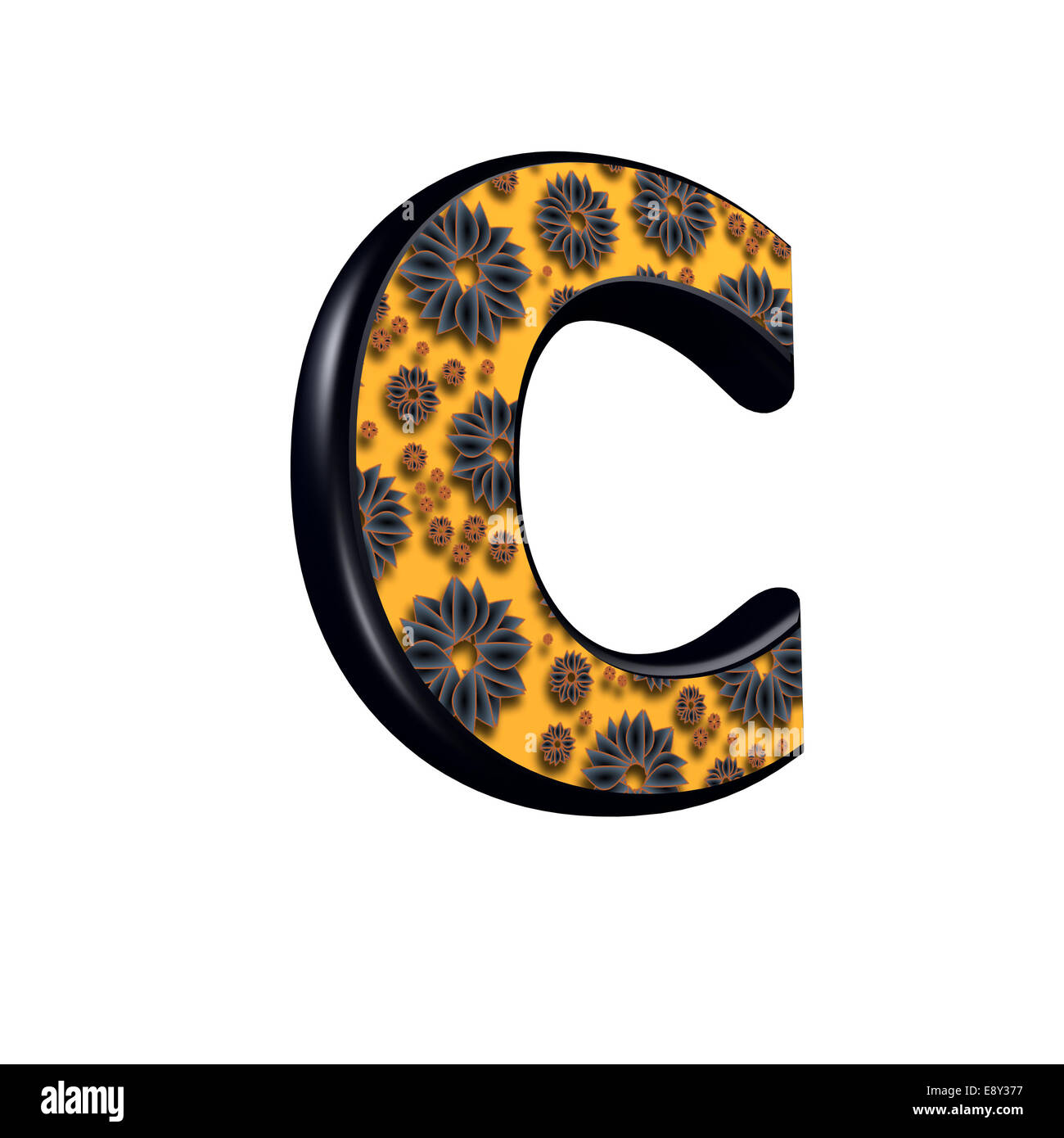 3d letter with floral design - c Stock Photo