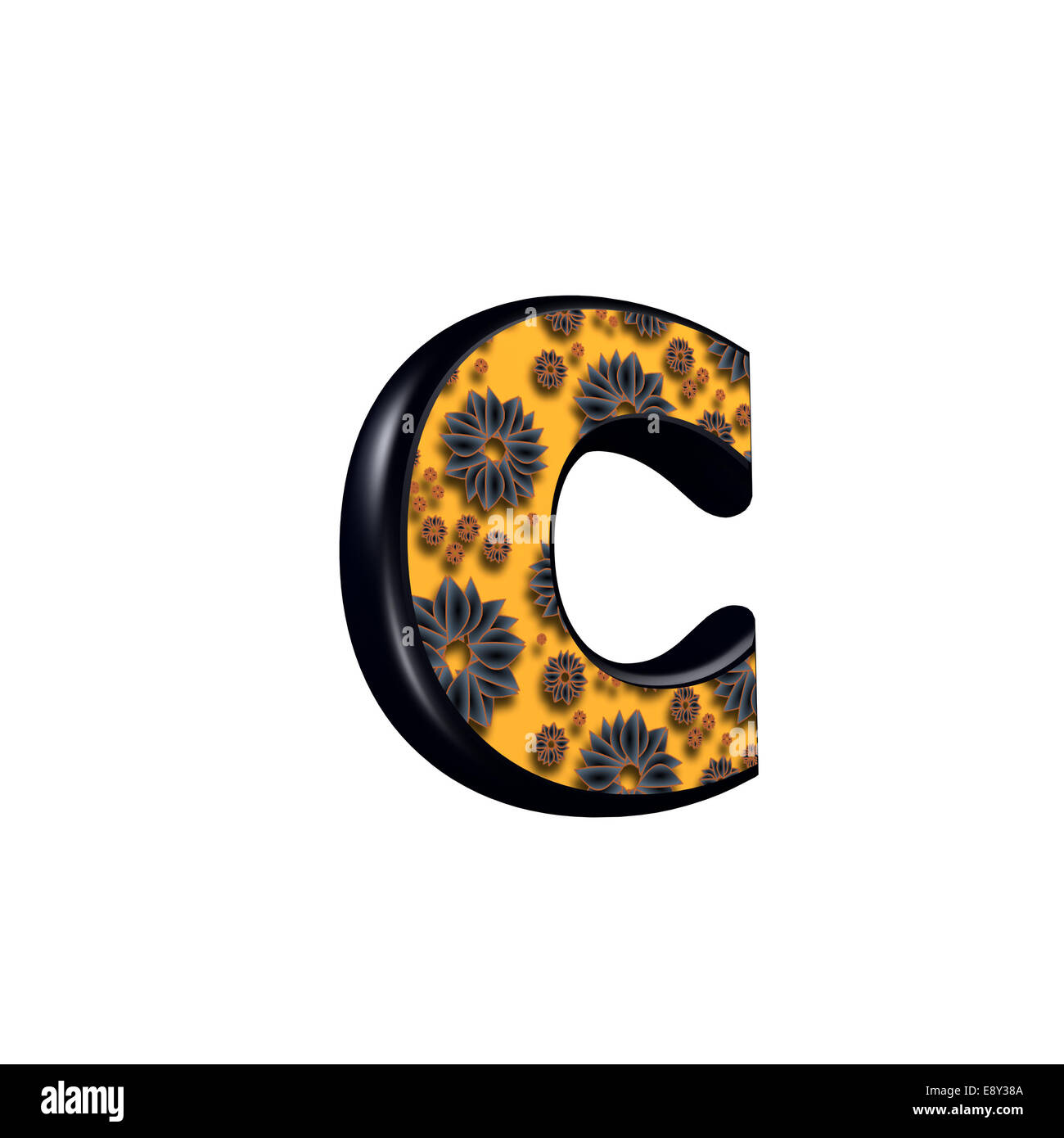 3d letter with floral design - c Stock Photo