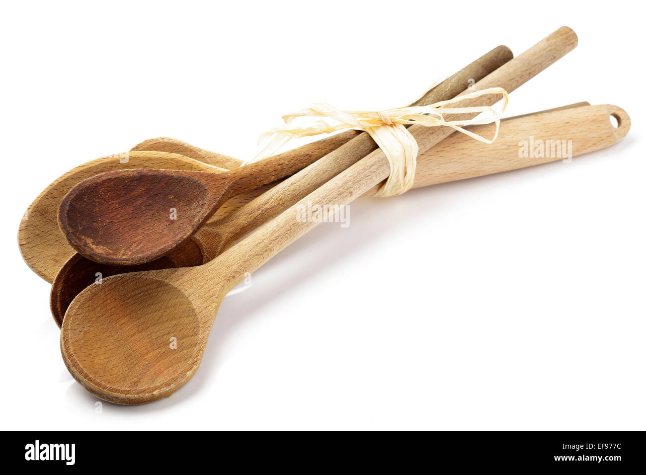 selection of old wooden spoons Stock Photo