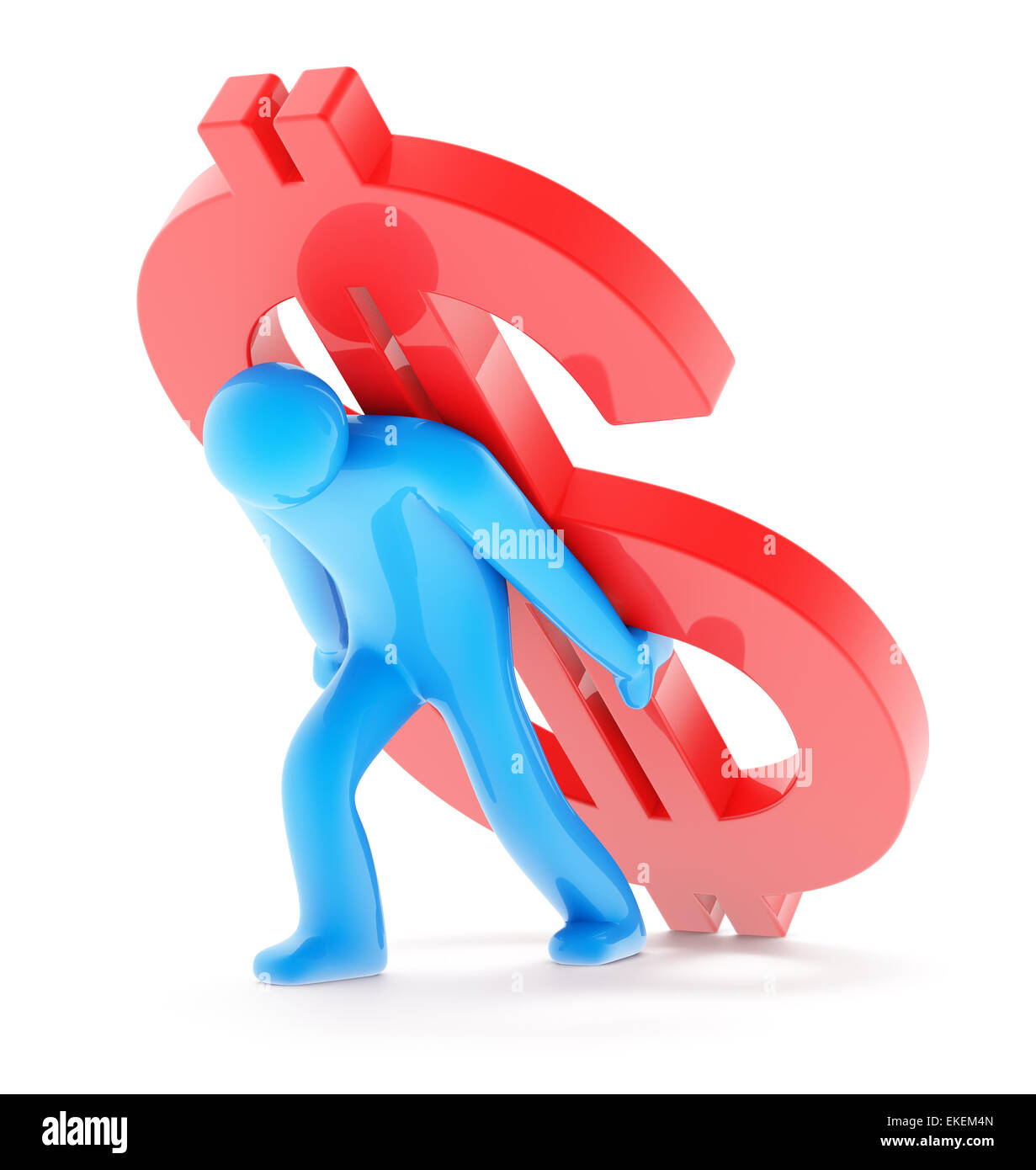 Man with dollar sign on white Stock Photo