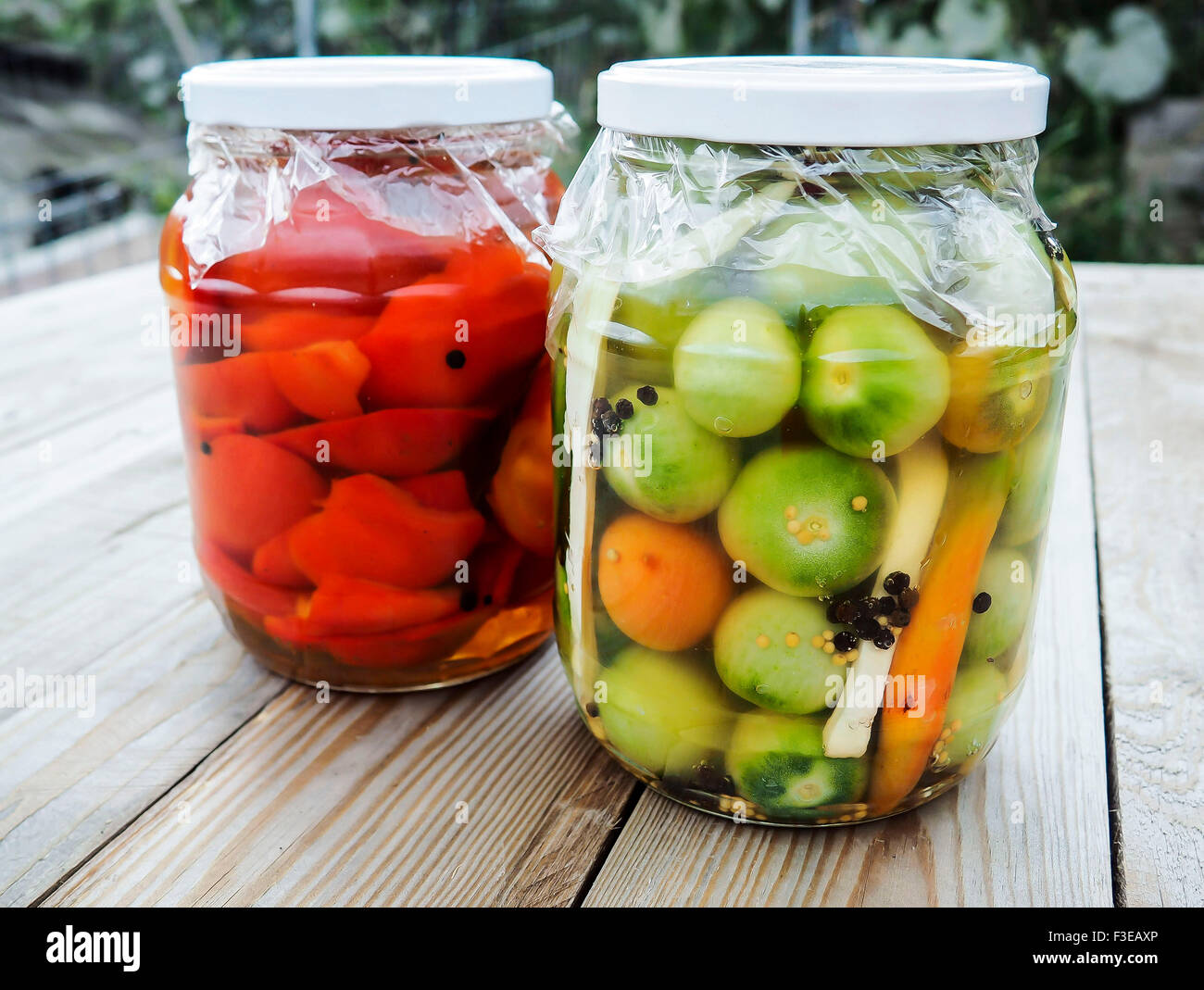 Pickle jars Stock Photo