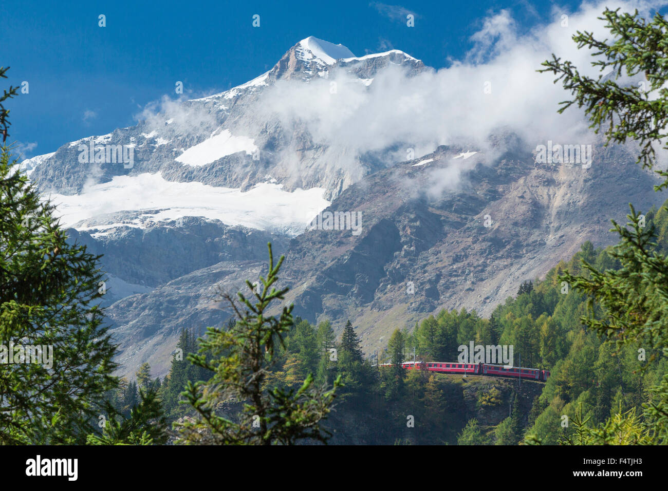 RhB near Alp Grüm, Stock Photo