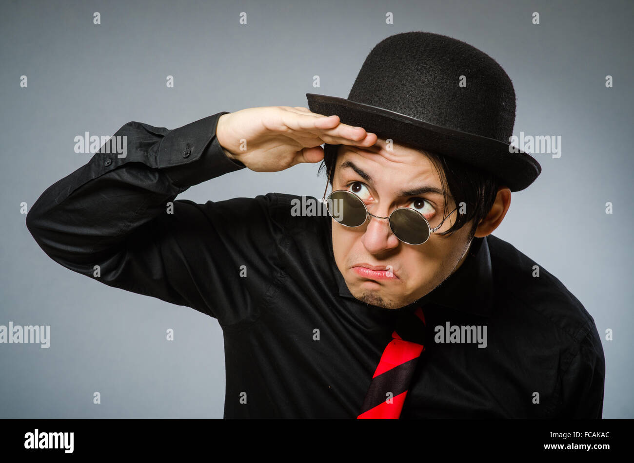 Funny man with vintage hat Stock Photo