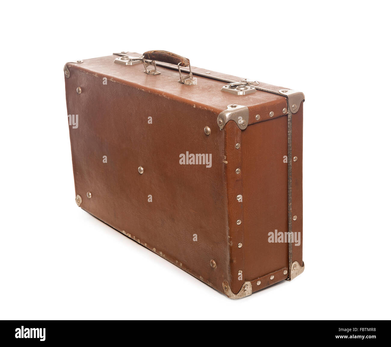 Old brown suitcase. Stock Photo