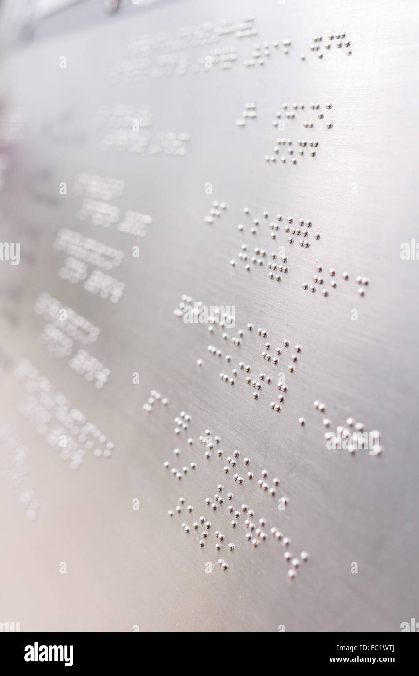 Braille reading bumps Stock Photo