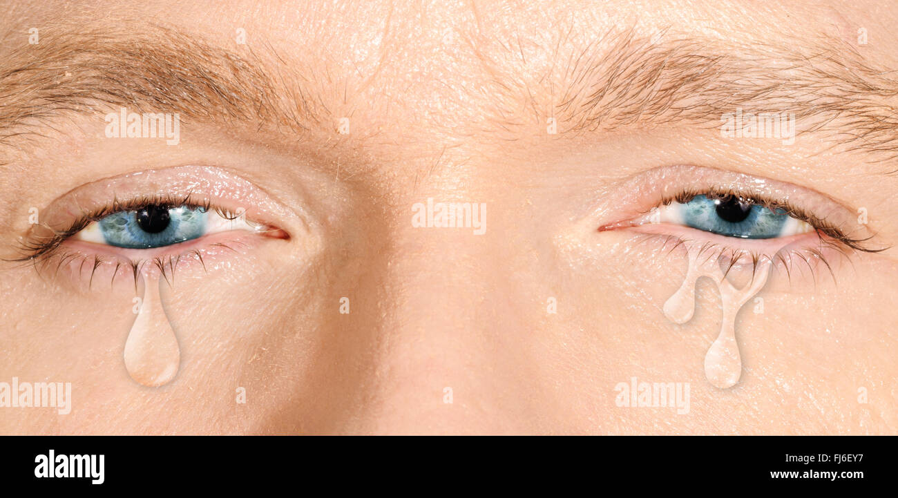 Crying blue eyes Stock Photo