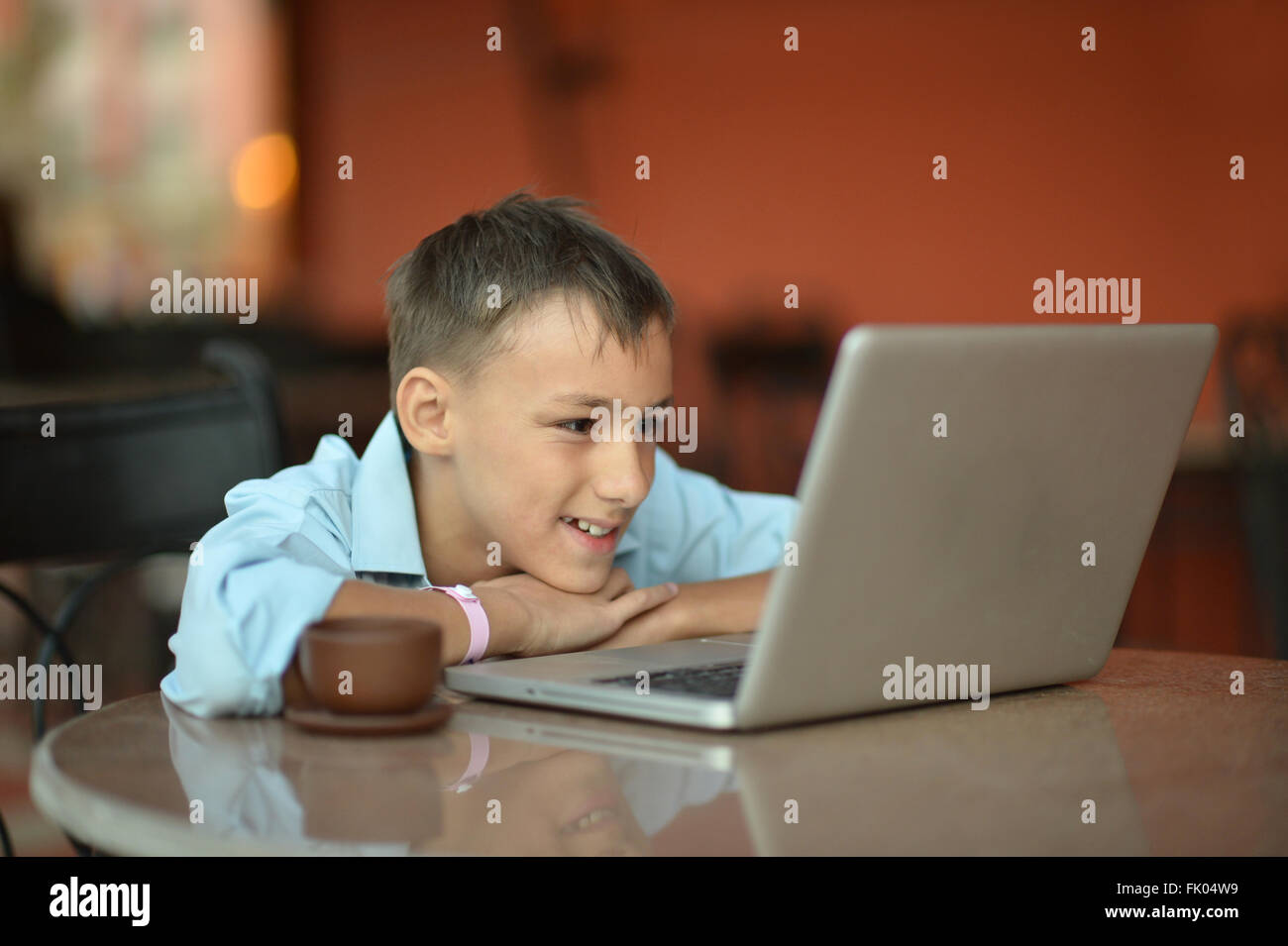 boy with laptop Stock Photo