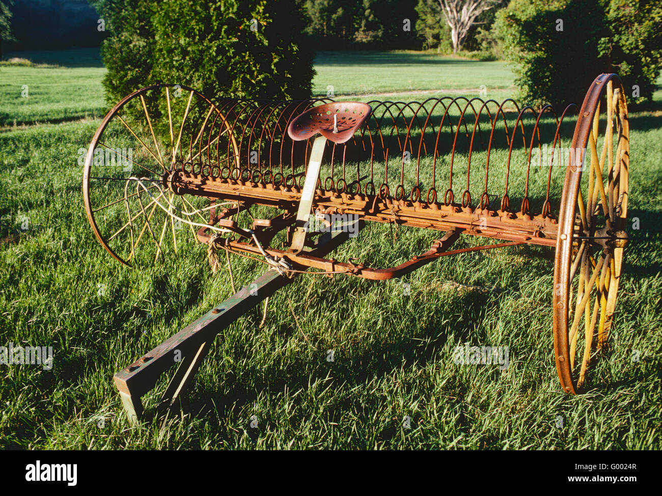 Antique farm hay rake Stock Photo