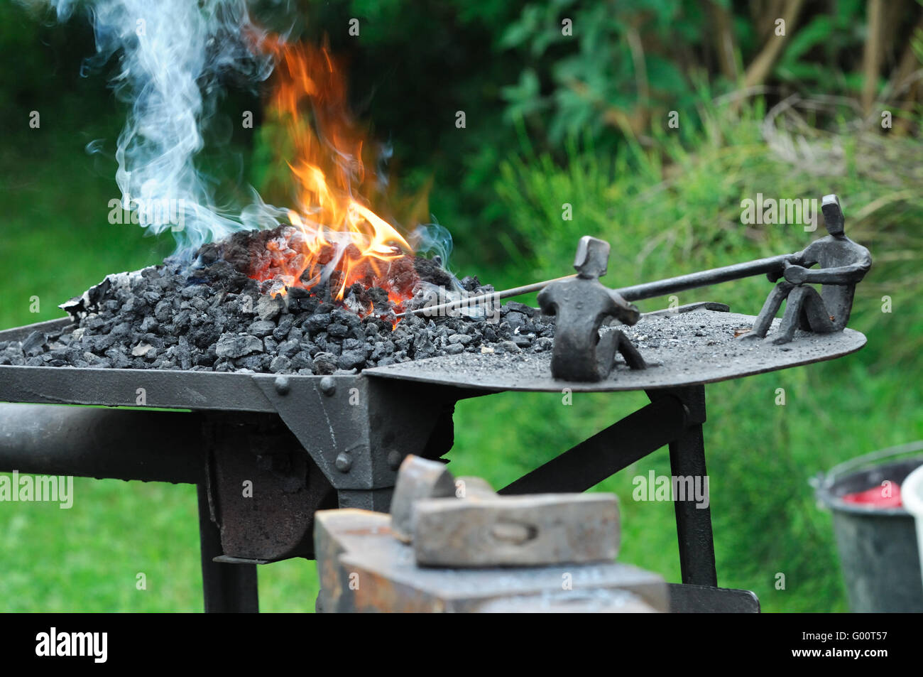 Forge with coal fire Stock Photo