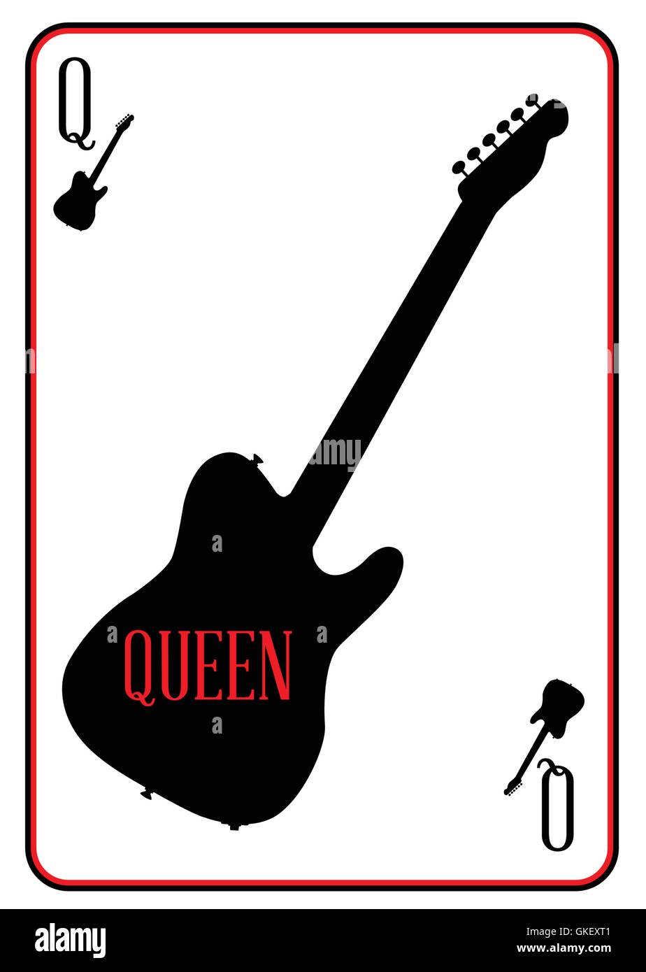 Black Slab Guitar Queen Stock Vector