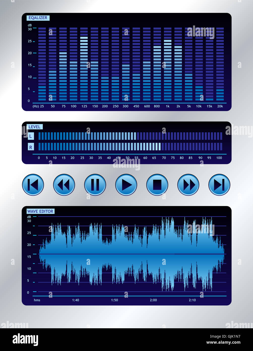 equalizer blue music Stock Photo