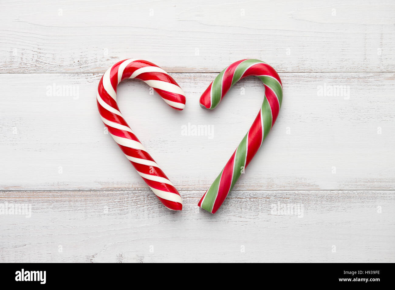 Peppermint candy canes heart Stock Photo