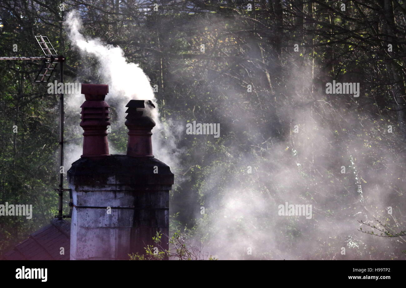 Smoke from coal fire Stock Photo