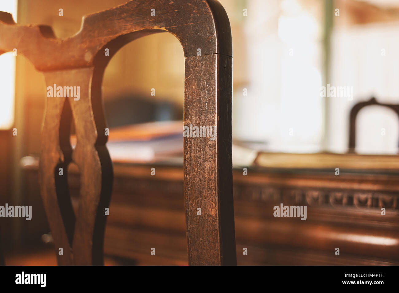 Part of old wooden chair. Stock Photo