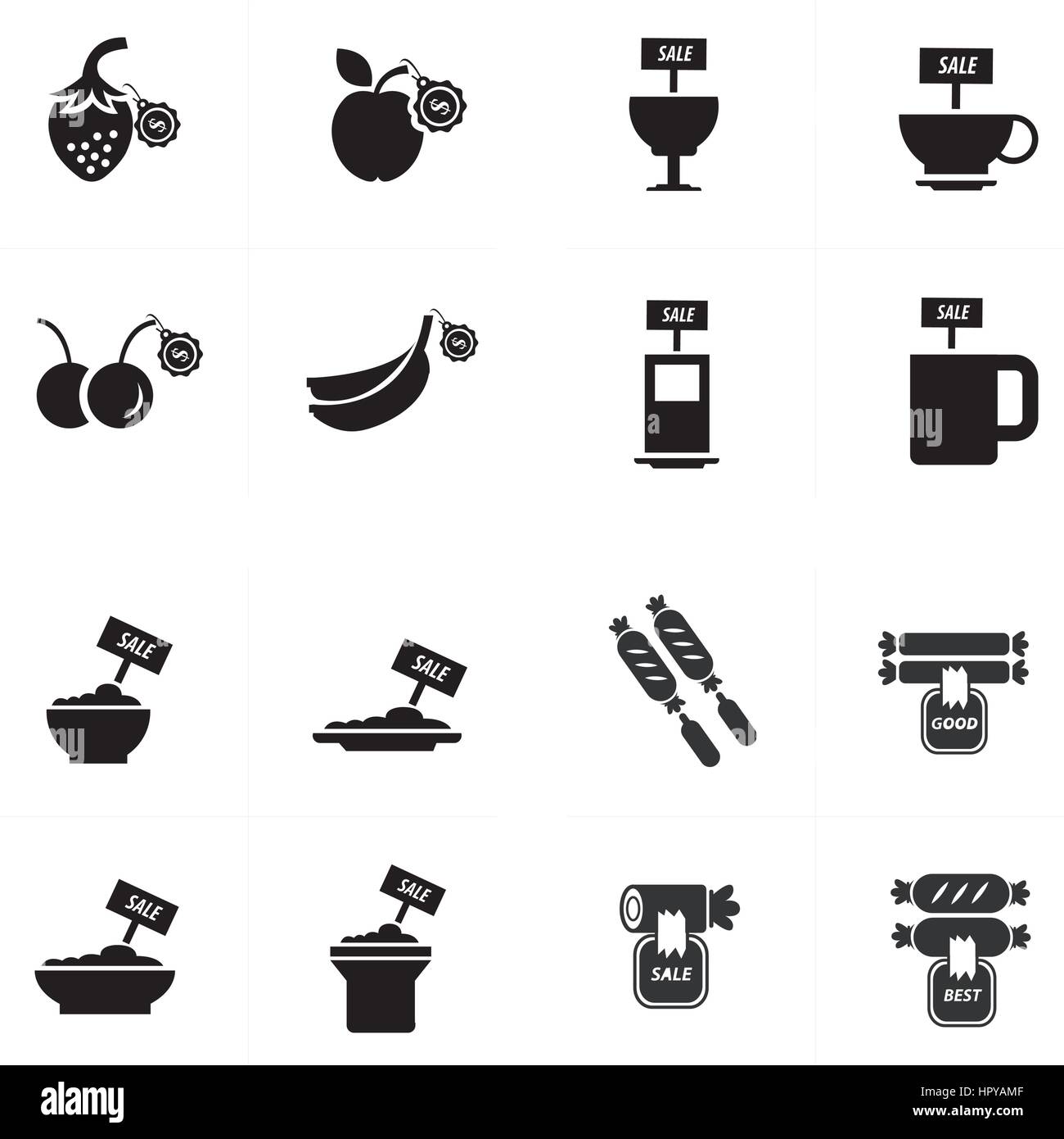 sale Foods icon set Stock Vector