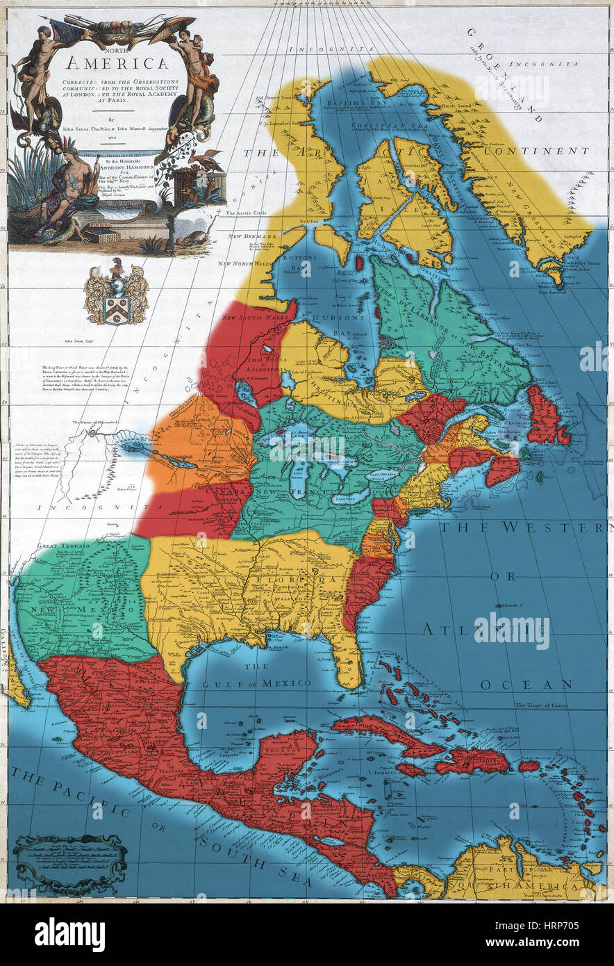 North American Map, 1710 Stock Photo