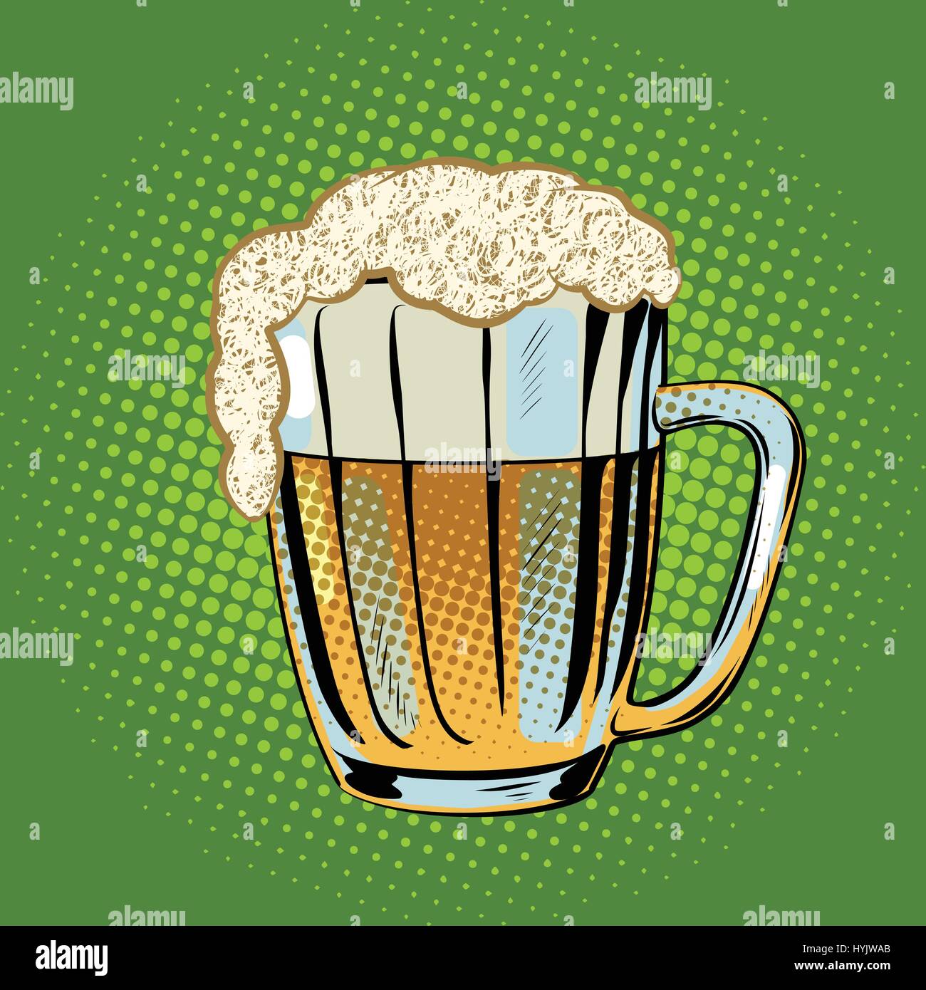 Full beer mug with foam Stock Vector