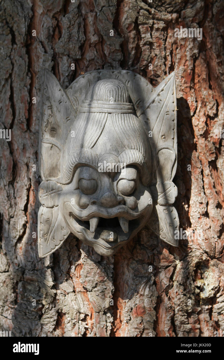 Wooden Old Mask Stock Photo