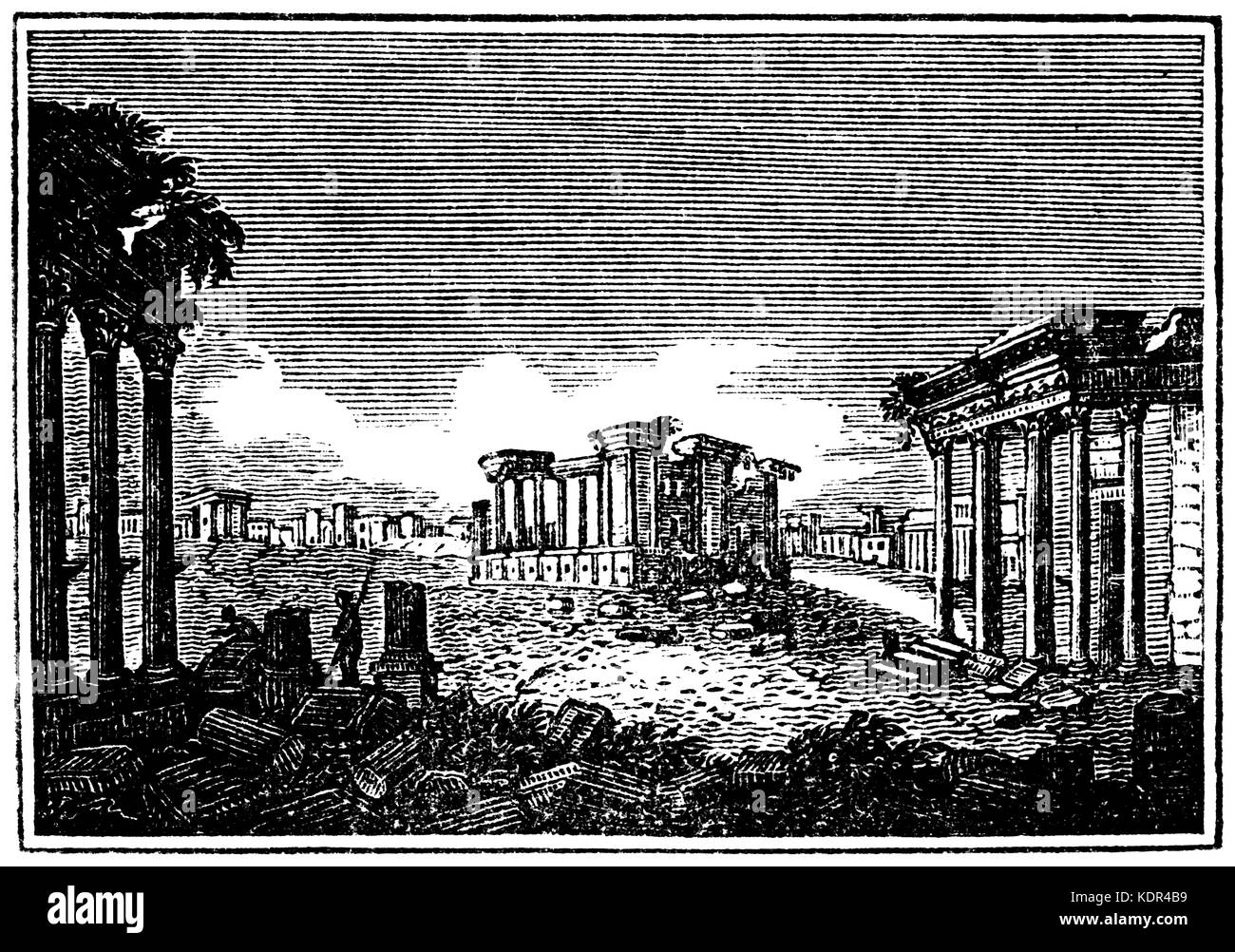 Palmyra - 1825 woodcut of ruins Stock Photo