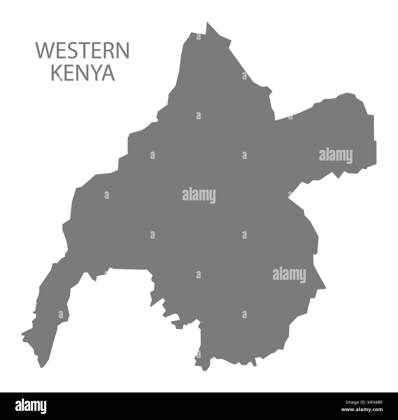 Western Kenya Map grey Stock Photo