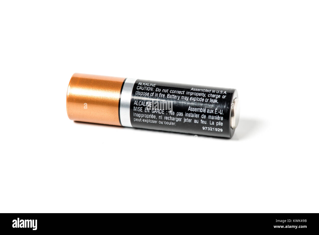 AA battery on white background Stock Photo