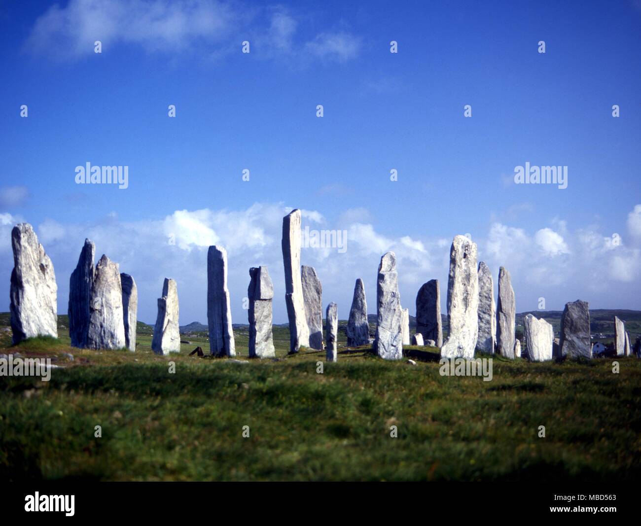 Callanish Circle. Isle of Lewis, Outer Hebrides, Scotland Orientation linked with the periodical skimming of the moon. Stock Photo